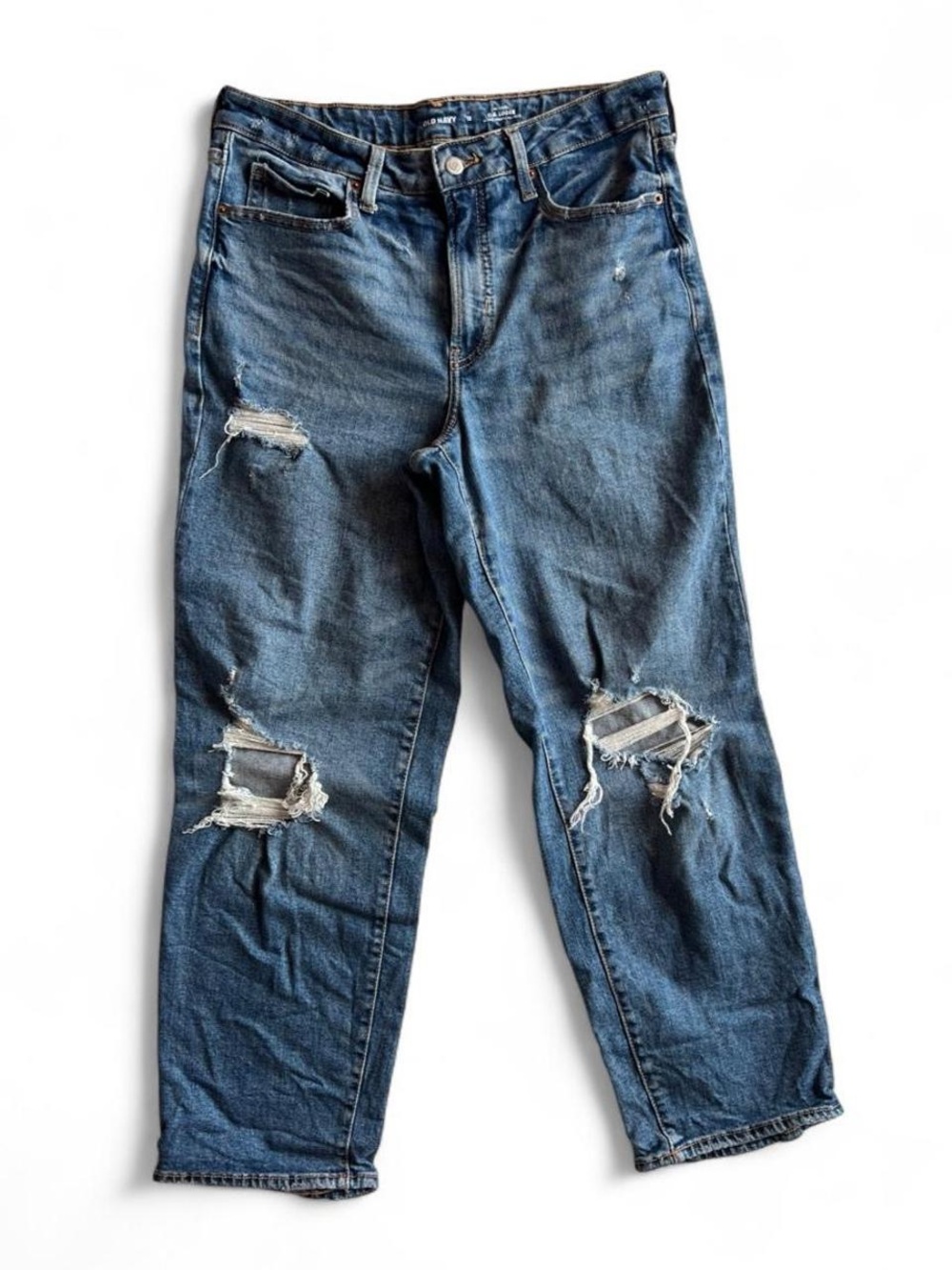 Old Navy High Rise OG Loose Distressed Jeans EUC Size 12